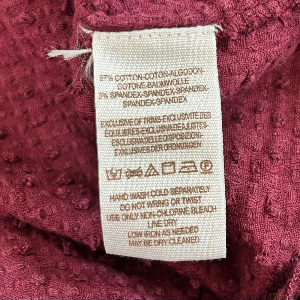Free People Walking in Hueco Back Tie Burgundy Long Sleeve Top size xsmall